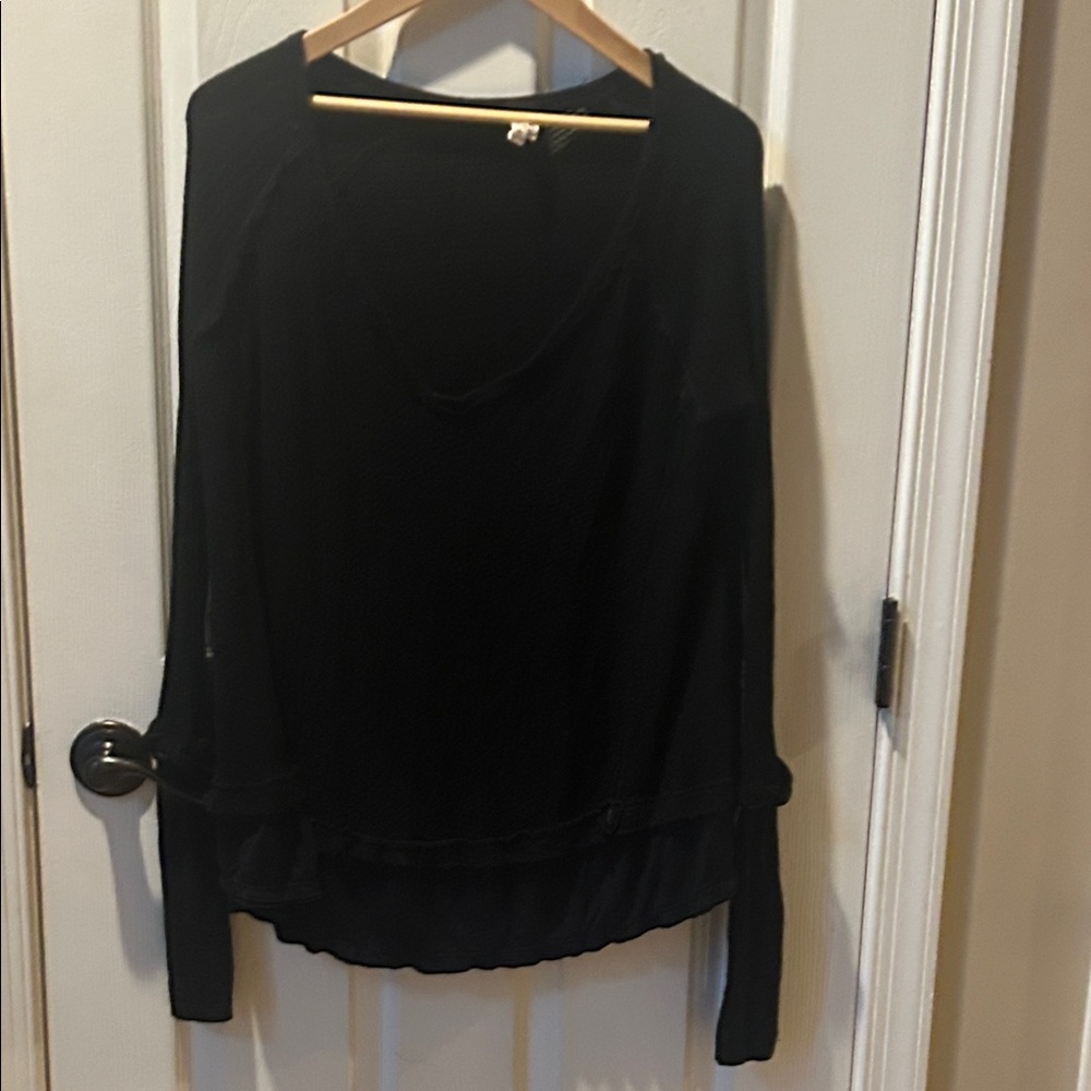 Free People Black Long Sleeve Top